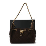 Suede Quilted Mini Chanel 25 Handbag Dark Brown