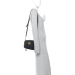 Calfskin Matelasse Small GG Marmont Chain Shoulder Bag Black