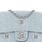 Denim Strass Evening Flap Bag Blue