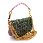 Fabric Crystal Embroidered Vlogo Small Loco Shoulder Bag Multicolor