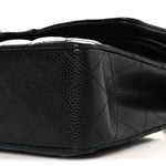 Caviar Quilted Medium Double Flap Black