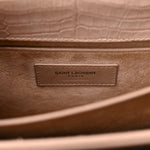 Calfskin Crocodile Embossed Medium Monogram Sunset Rose Antic
