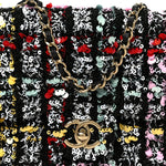 Tweed Sequin Small Single Flap Black Red Multicolor