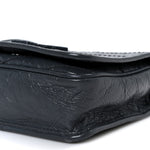 Crinkled Calfskin Matelasse Monogram Niki Chain Wallet Dark Smog