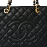 Caviar Quilted Grand Shopping Tote GST Black