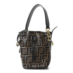 Vitello Liberty F is Fendi Bi-Color FF 1974 Embossed Mini Mon Tresor Bucket Bag Maya Black