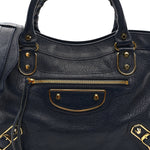 Chevre Gold Metallic Edge Hardware Town Bleu Nuit Dark Sea