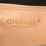 Calfskin Chevron Beaded Chain Mini Square Flap Black