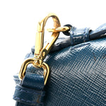 Saffiano Vernice Lock Flap Chain Bag Azzurro