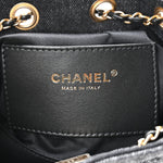 Washed Denim Quilted Mini Chanel 25 Handbag Black
