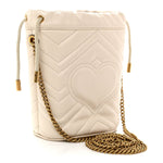 Calfskin Matelasse Mini GG Marmont 2.0 Bucket Bag White