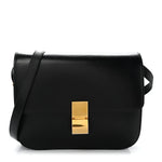 Box Calfskin Medium Classic Box Flap Bag Black