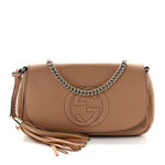 Pebbled Calfskin Medium Soho Flap Crossbody Camelia
