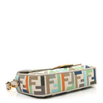 Canvas Vitello Seta FF Multicolor Embroidered Baguette Grezzo Multicolor Latte