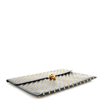 Calfskin Studded Skull Envelope Clutch Black