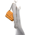 Suede Monogram Medium Niki Chain Satchel Cheddar