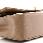 Caviar Quilted Medium Double Flap Beige