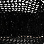 Yarn Raffia Effect Crochet Logo Embroidered Small Tote Bag Black