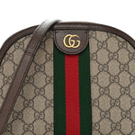 GG Supreme Monogram Textured Dollar Calfskin Web Small Ophidia Dome Shoulder Bag Beige Ebony New Acero