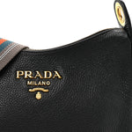 Vitello Phenix Zippered Messenger Hobo Black