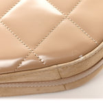 Shiny Calfskin Suede Goatskin Quilted Hobo Beige