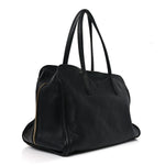 Pebbled Calfskin Large Skull Padlock Zip Around Tote Black