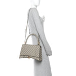 X GUCCI GG Supreme Monogram Medium Hourglass Top Handle Bag Beige Ebony
