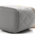 Lambskin Quilted Pearl Crush Mini Vanity Case With Chain Light Purple
