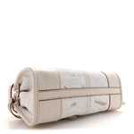 Linen Calfskin Triangle Mini Bonnie Hand Bag White