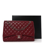 Caviar Quilted Maxi Single Flap Dark Red
