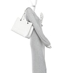 Caviar Quilted Grand Shopping Tote GST White