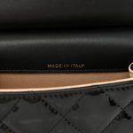 Patent Quilted Frame Clutch Flap With Chain Black