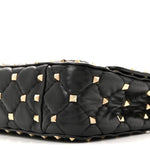 Nappa Small Rockstud Spike Shoulder Bag Black