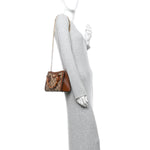New Canvas Charisma Calfskin Crystal GG Monogram Mini Diana Tote Bag Camel Ebony