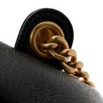 Shiny Caviar Quilted Chain Melody Backpack Black