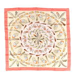 Silk Plumes II Scarf 90 Corail Beige Rose Pale