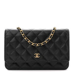 Caviar Quilted Wallet on Chain WOC Black