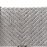 Caviar Chevron Quilted Boy Wallet On Chain WOC Grey