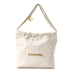 Shiny Calfskin Quilted Small Chanel 22 White