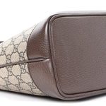 GG Supreme Monogram Textured Calfskin Web Small Ophidia Shoulder Tote Bag Beige Ebony New Acero