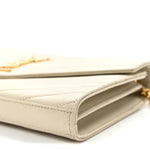 Grain De Poudre Matelasse Chevron Monogram Chain Wallet Crema Soft