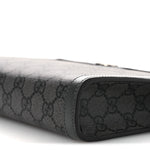 GG Supreme Monogram Textured Dollar Calfskin Web Small Ophidia Shoulder Bag Grey Black Graphite Grey