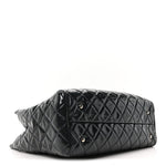Patent Quilted Large Coco Shine Shopping Tote Navy