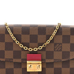 Damier Ebene Croisette Chain Wallet Scarlet