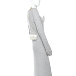 Shiny Aged Calfskin Quilted Waist Belt Bag White