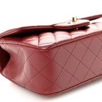 Lambskin Quilted Mini Top Handle Rectangular Flap Burgundy