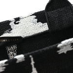 Canvas Embroidered Medium Paris Book Tote Black White