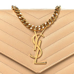 Grain De Poudre Matelasse Chevron Monogram Chain Wallet Nude Powder