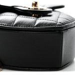 Lambskin Quilted CC In Love Heart Clutch With Chain Black