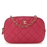 Caviar Quilted Camera Case Dark Pink